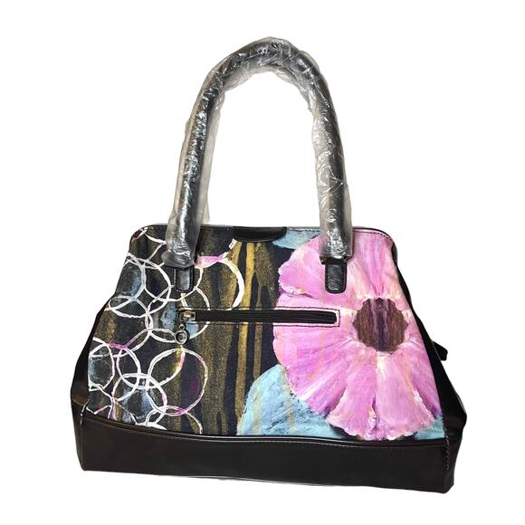 NEW Studio Demdaco Caroline Simas Art HANDBAG Satchel Shoulder Purse Pink Brown - Picture 2 of 8